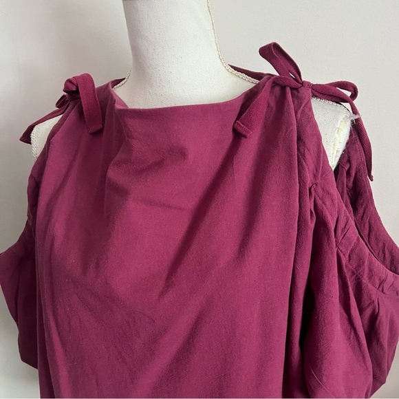 Moussy • Pinkish Purple Cold Shoulder Tie Shoulder Accent Blouse - Picture 2 of 8